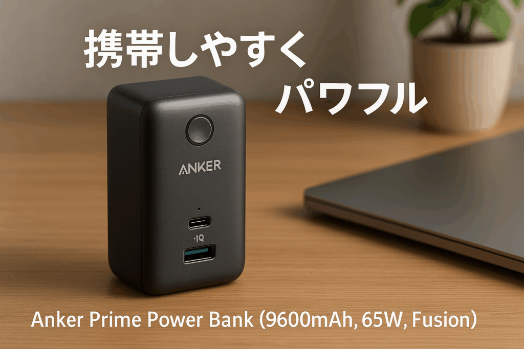 Anker Prime Power Bank (9600mAh, 65W, Fusion) (9600mAh 65W出力モバイルバッテリー搭載 65W出力USB充電器)【独自技術Anker GaN採用/USB Power Delivery対応/PSE技術基準適合/USB-C入力対応 / 65W出力】iPhone MacBook Android その他機器対応