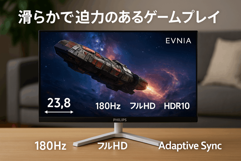 PHILIPS EVNIA ゲーミングモニター (23.8インチ/180Hz/フルHD/Fast IPS/超高速0.5ms/HDR10/Adaptive Sync/5年保証/チルト/HDMI2.0×1、DisplayPort1.4×1/フレームレス/1920x1080/フリッカーフリー/ブルーライト軽減/電源内蔵) エヴニア 24M2N3200L/11