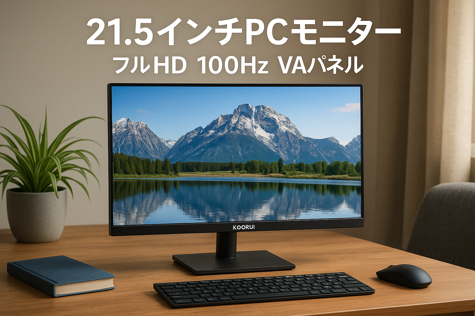 KOORUI モニター21.5インチ pcモニター 100Hz フルhd 液晶ディスプレイ VAパネル非光沢 スリムベゼル/アイケア・ブルーライト軽減/傾き調整/HDMI＋VGAポート/VESAマウント対応,E2212F
