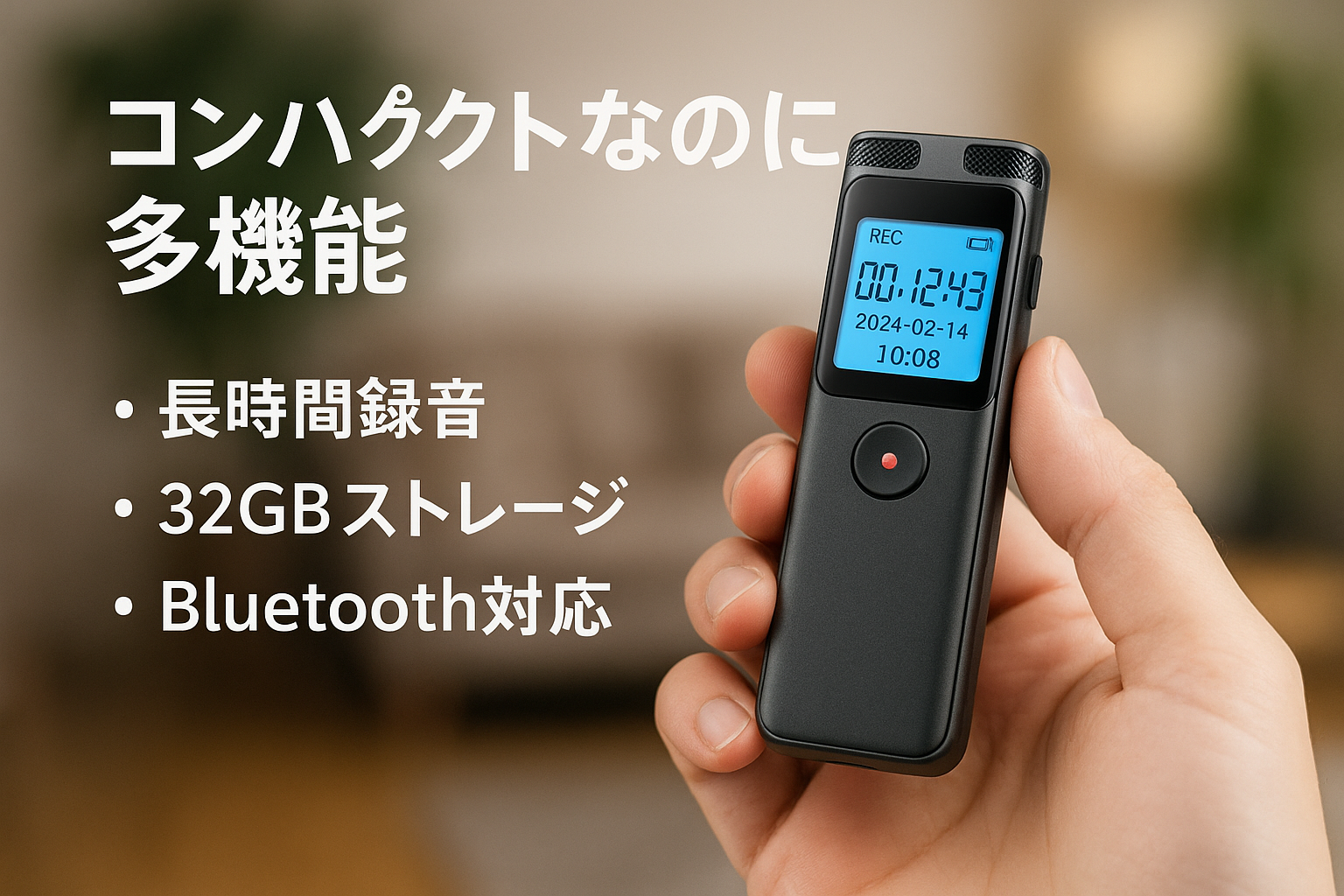 ボイスレコーダー 小型 ICレコーダー 64GB大容量 3072kbps音質 長時間録音 コンパクト 録音機 Bluetooth5.2 ENCデュアルマイク ワンボタン録音 液晶画面 ヴォイスレコーダー VOR録音対応 タイマー録音 変速再生可 リピート機能付 スピーカー内蔵 パスワード保護 会話録音/インタビュー/会議/言語学習などに適用 イヤホン付
