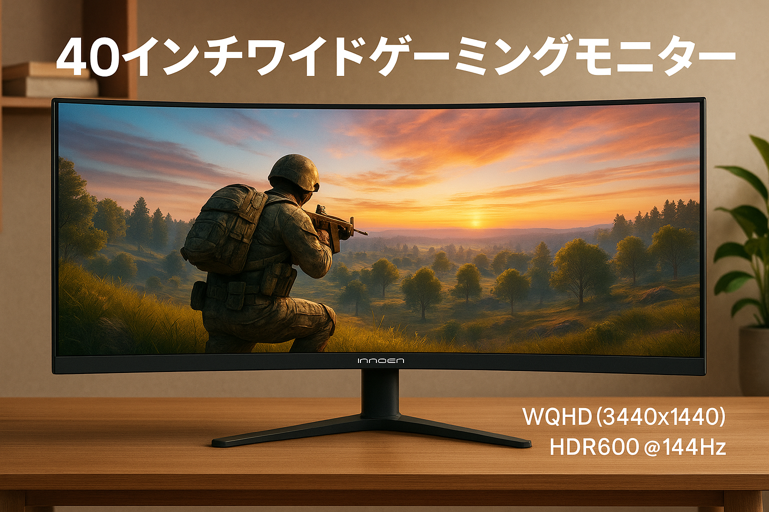 INNOCN 40インチワイドモニター WR40 PRO WQHD(3440x1440) HDR600@144hzゲーミングモニター HDMI Display Port USB-C 90W Freesync 高さ調整 スピーカー内蔵 VESA (40インチ HDR600)