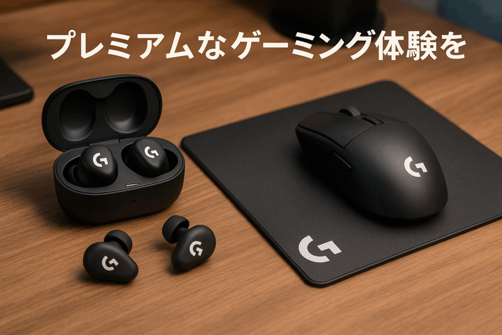 Logicool G ワイヤレス ゲーミング イヤホン G FITS 耳型 成型 + マウスパッド G440 ハード表面 [ GHS-FITSBK + G440f ] ブラック 国内正規品