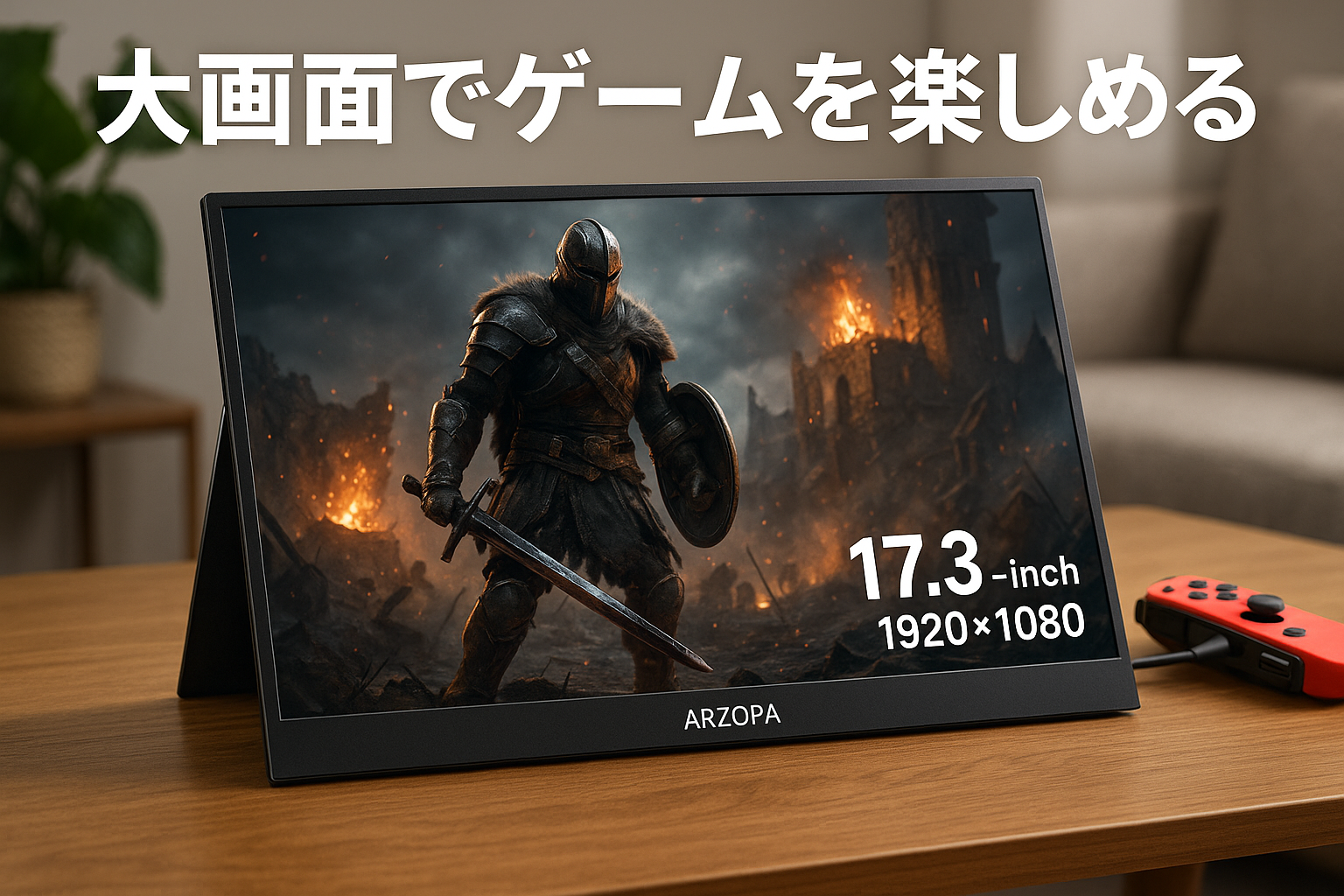 ARZOPA モバイルモニター 17.3インチ ポータブルモニター 1920*1080 ゲーミング用 ポータブルディスプレイ IPS液晶パネル 薄型 自立型 スイッチ用モニター USB Type-C 標準HDMI PS4/XBOX/Switch/PC/Macなど対応 在宅勤務 リモートワーク A1M