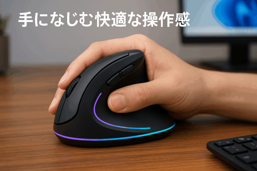 ECHTPower エルゴノミクスマウス ワイヤレス 縦型 無線2.4GHz 静音 ネオンLED 6段階DPI調整 TYPE-C充電式 静音 長時間使用 6ボタン 右手用 人間工学デザイン Windows/MacOS対応 無線マウス