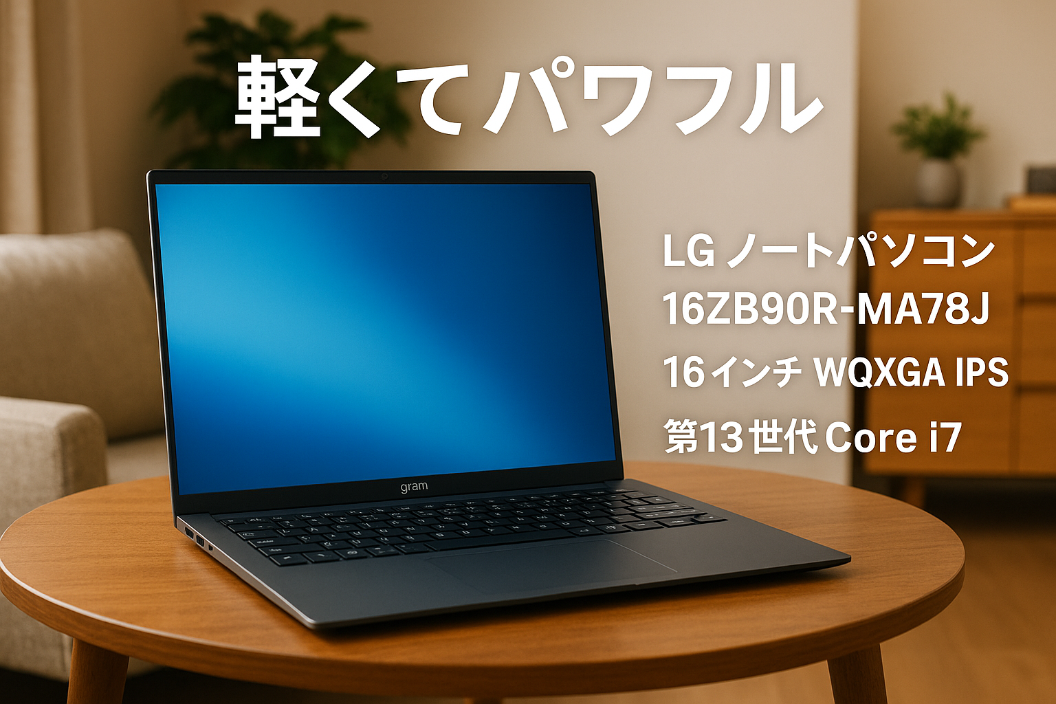 LG ノートパソコン LG gram / 16ZB90R-MA78J(2023年モデル) / 16インチ､WQXGA(2560×1600)､IPS / 1,190g / バッテリー最大30時間 / 第13世代Core i7 / メモリ 16GB / SSD 1TB / アンチグレア/指紋認証 / Thunderbolt4x2、USB Type-Ax2
