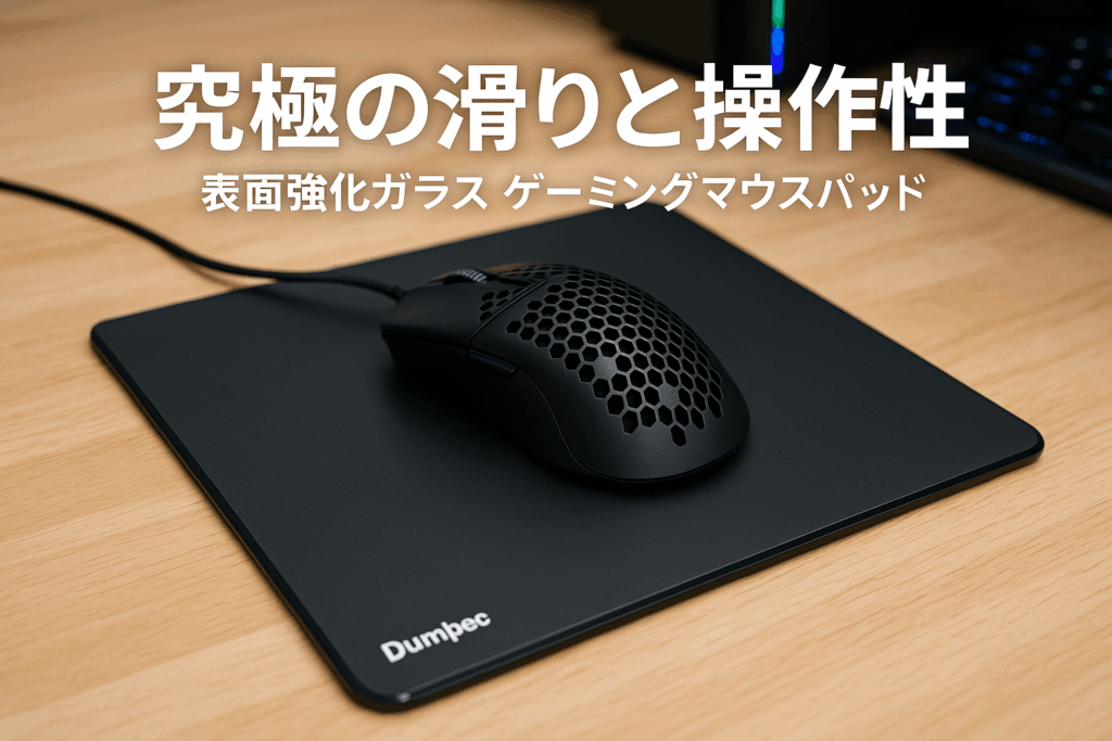 Dumbpecブラック SP-004 ガラスゲーミングマウスパッド | 限定版 | 高精度＆スピード向上プロフェッショナルマウスパッド | 強化されたSurfaceで究極のコントロール | プロゲーマー向け (A)