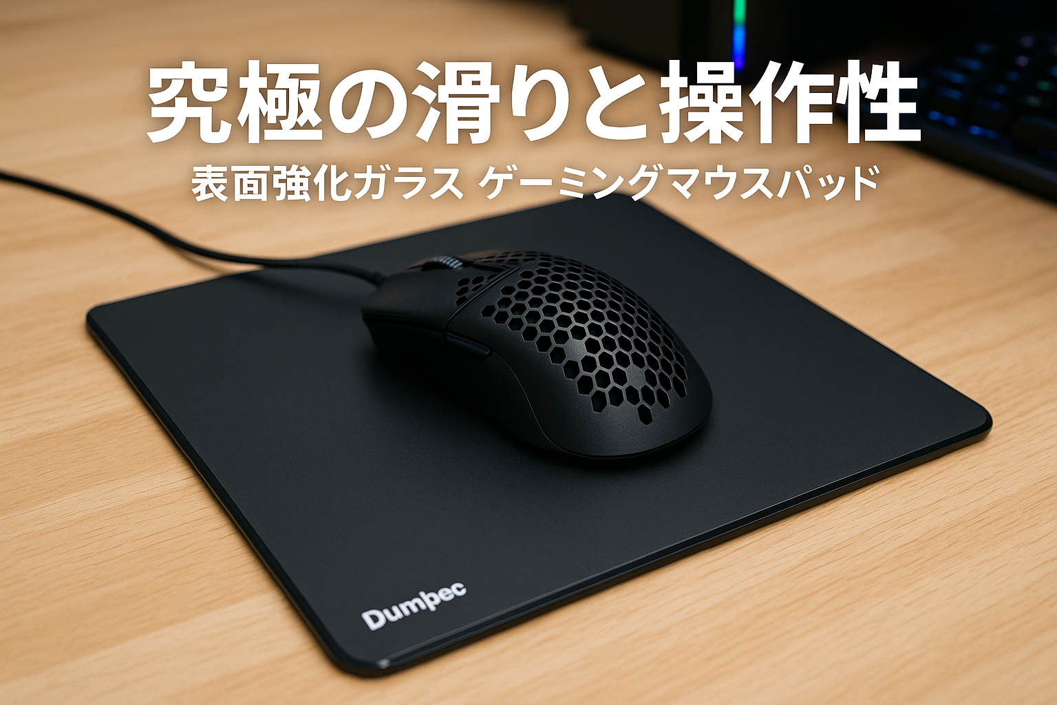 Dumbpecブラック SP-004 ガラスゲーミングマウスパッド | 限定版 | 高精度＆スピード向上プロフェッショナルマウスパッド | 強化されたSurfaceで究極のコントロール | プロゲーマー向け (A)