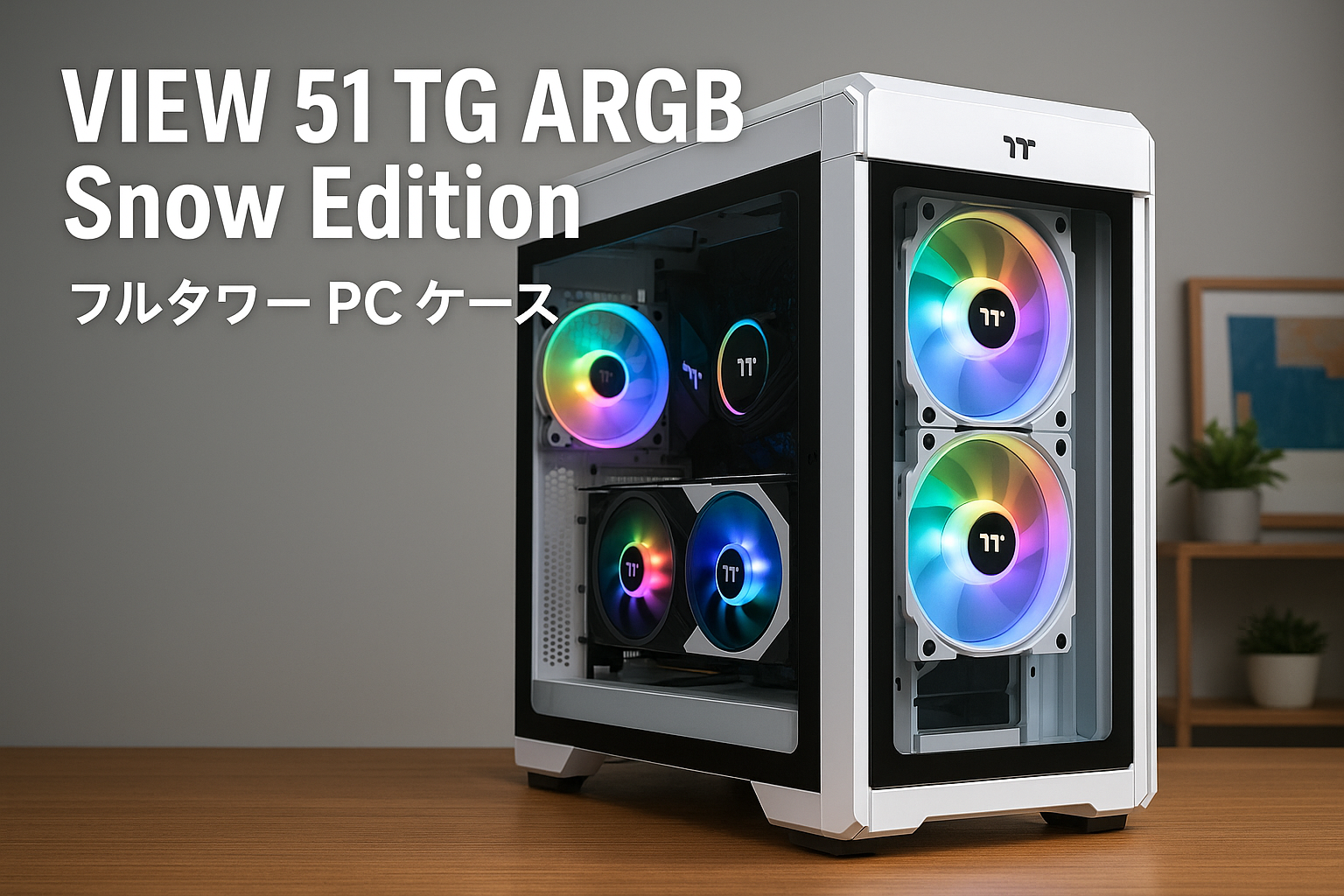 Thermaltake VIEW 51 TG ARGB Snow Edition フルタワーPCケース 強化ガラス スイングドアパネル CA-1Q6-00M6WN-00 CS7811