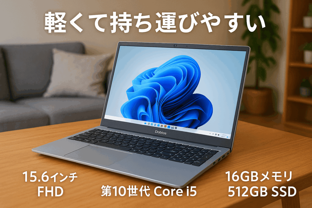 Dobios ノートパソコン 軽量 第10世代インテル Core i5-1035ノートpc 2024新版 15.6インチ パソコン ノート16GB 512GB SSD laptop 最大3.7GHz Windows11 高速放熱静音 FHD1080P/IPS広視野角/Webカメラ/高速WiFi6搭載/BT5.2/Type-C(データ)HDMI/テンキー付/指紋認証付き