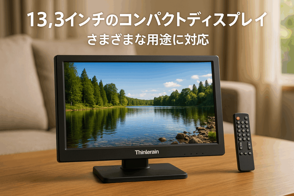 Thinlerain 13.3インチモニター 小型 ディスプレイ 液晶ディスプレイ モニター/1366x768/95°視野/HDMI VGA AV BNC USB ポート/VESAマウント/スピーカー内蔵/リモコン
