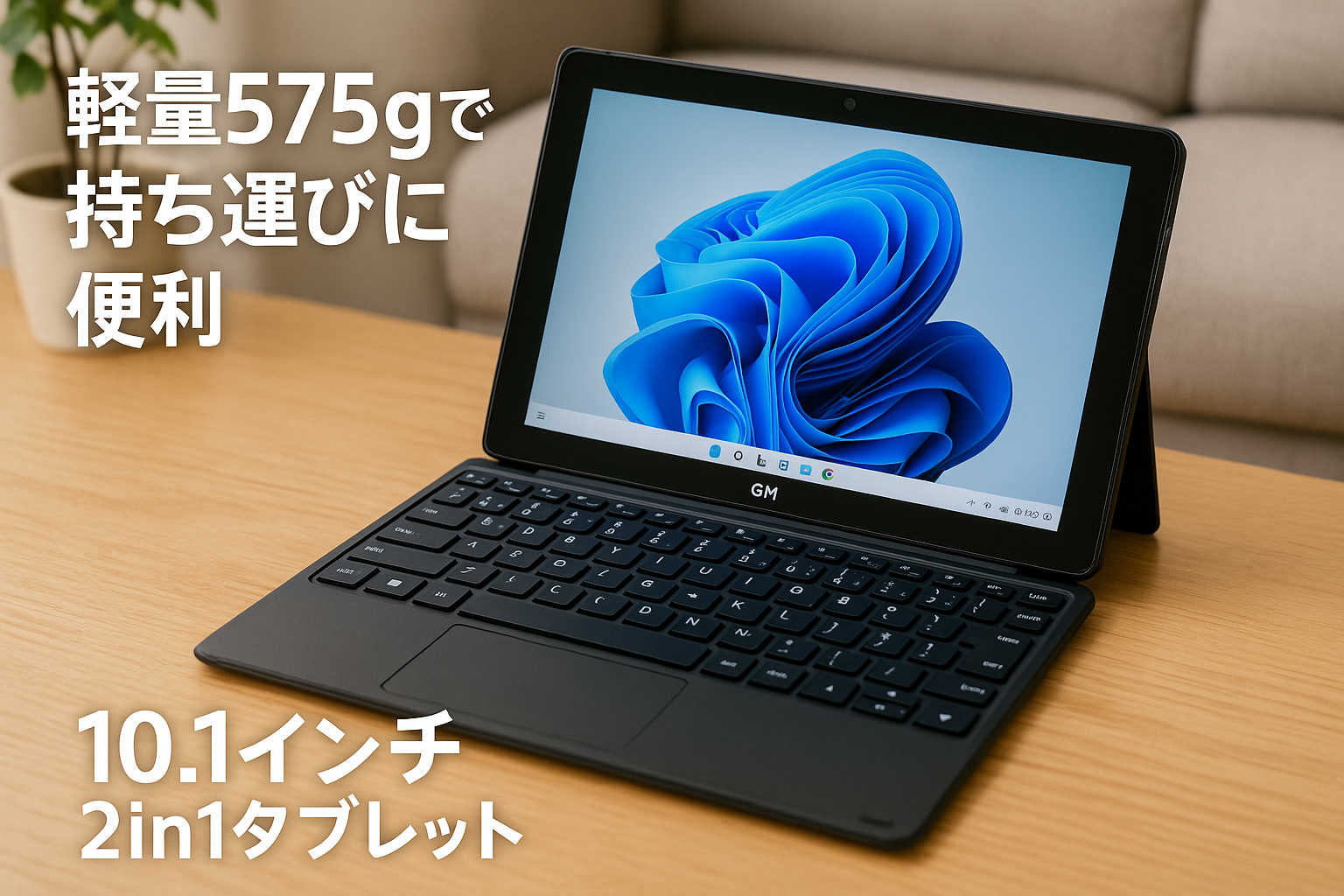GM-JAPAN ノートパソコン Windows 11 Office搭載 575g 10.1インチ 2in1 タブレット メモリ 4GB/SSD 128GB/日本語キーボード/Celeron/WIFI/USB3.0/HDMI/WEBカメラ