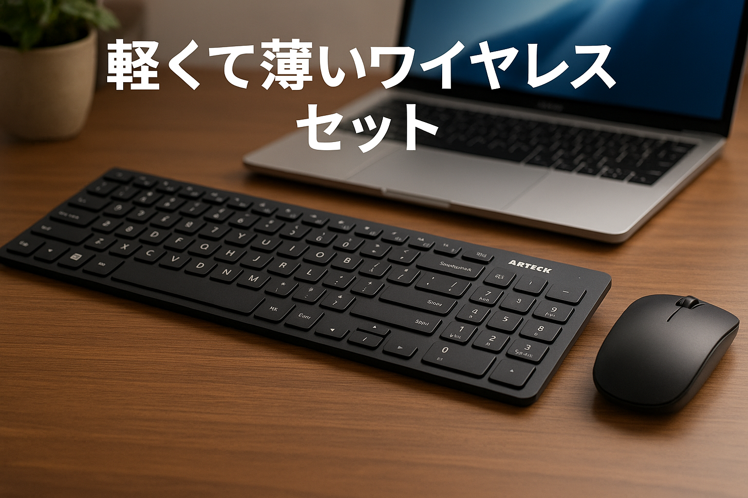 Arteck 2.4G無線ワイヤレス キーボード マウス セット 軽量 薄型 Type-C 充電式 フルサイズ キーボード マウス コンピューター、デスクトップ、PC、ラップトップ、Windows 11/10/8/7との交換性あり
