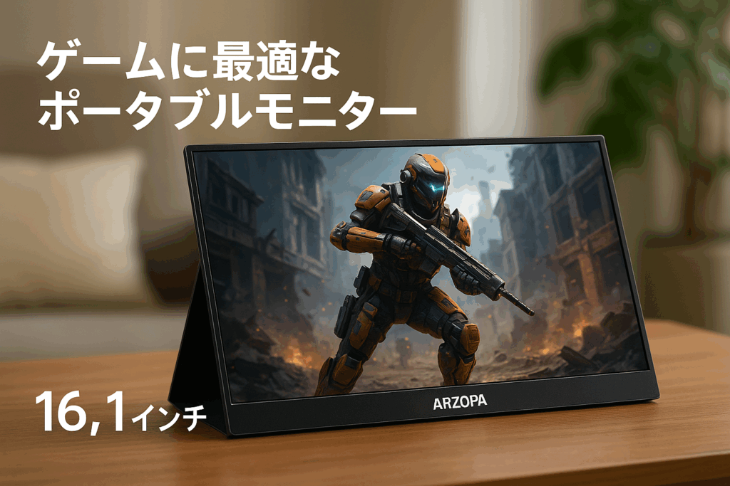 ARZOPA モバイルモニター 16.1インチ 100% sRGB広色域 ポータブルモニター 自立型ゲームモニター 非光沢IPS液晶パネル 薄型 軽量 1920x1080 FHD モード/ブルーカット機能 USB Tpye-C/mini HDMI/スピーカー内蔵 PS4/PS5/XBOX/Switch/PC/Macなど対応-Z1C