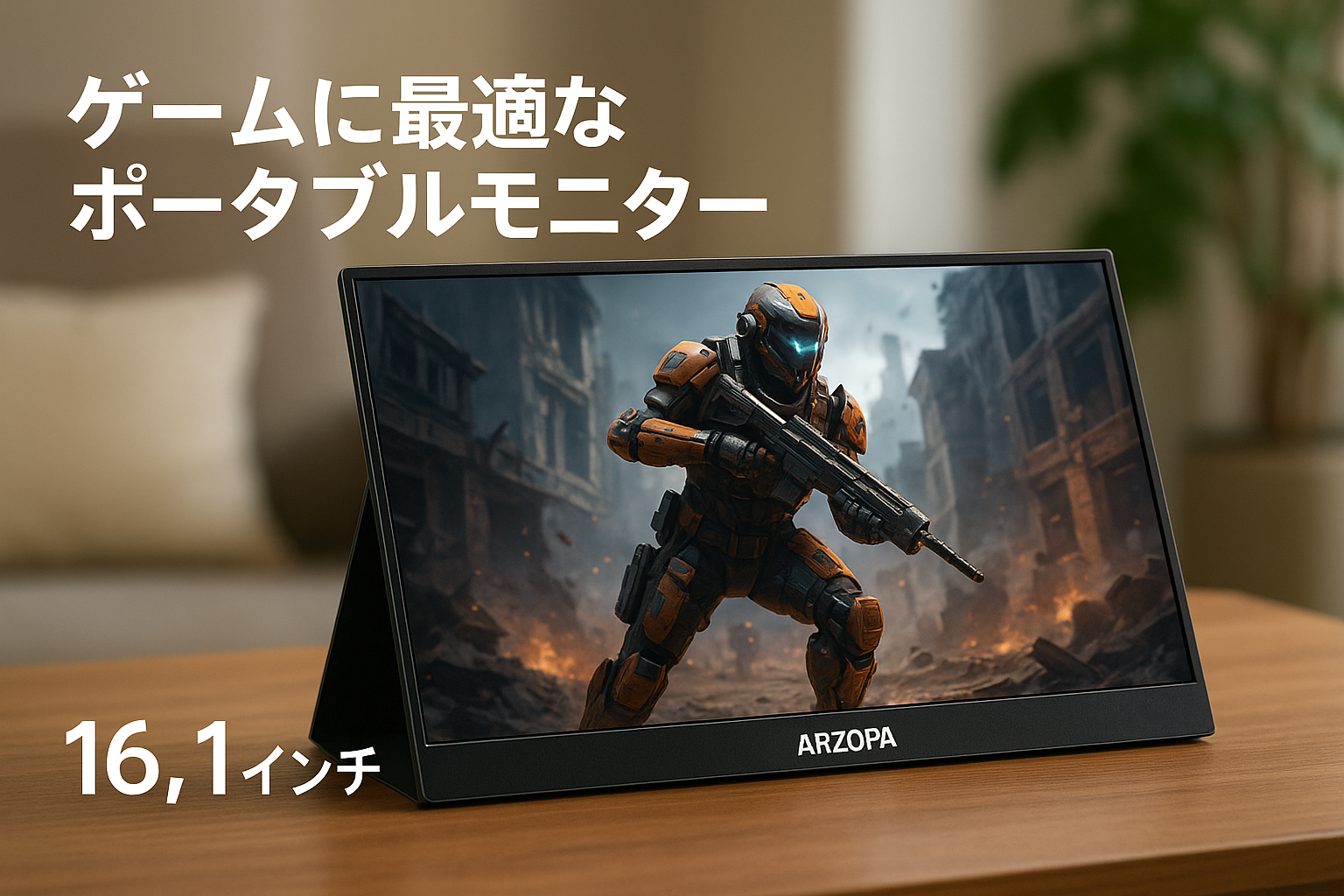 ARZOPA モバイルモニター 16.1インチ 100％ sRGB広色域 ポータブルモニター 自立型ゲームモニター 非光沢IPS液晶パネル 薄型 軽量 1920x1080 FHD モード/ブルーカット機能 USB Tpye-C/mini HDMI/スピーカー内蔵 PS4/PS5/XBOX/Switch/PC/Macなど対応-Z1C