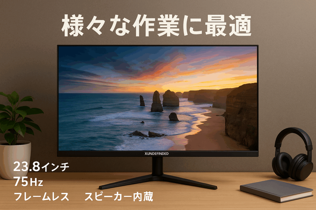 XUNDEFINED 23.8 インチ 75Hz スピーカー付きコンピュータモニター 1080p IPS フレームレスモニター FreeSync 1670 万色 アイケア HDMI 付きモニター VGA ポート