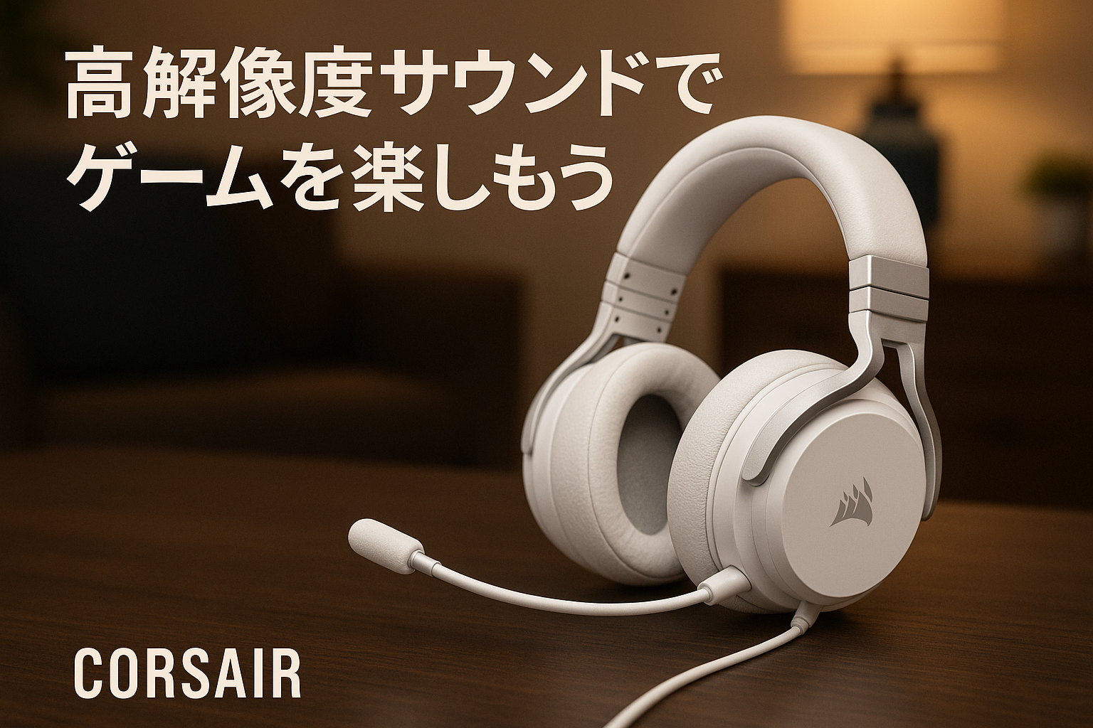 CORSAIR VIRTUOSO PRO ゲーミングヘッドセット マイク付き イヤーパッド交換可能 3.5mm接続 単一指向性マイク付き ホワイト CA-9011371-AP