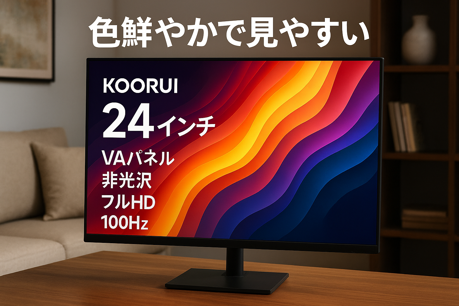KOORUI モニター 24インチ VA 非光沢 フルHD pcモニター 100Hz ディスプレイ HDMI VGA HDMI1.4+VGA+A/O 傾き調整 広い視野角 スピーカー非搭載 E2412F
