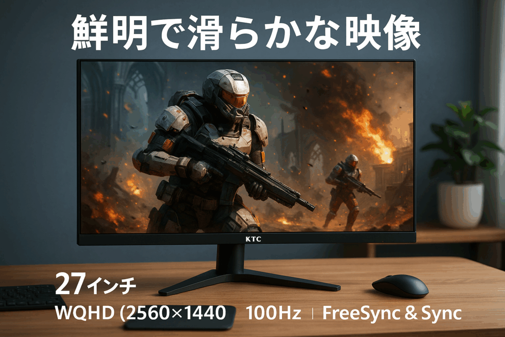 KTC 27インチ モニター WQHD(2560×1440) 100Hz IPSパネル ブルーライト軽減 FreeSync & G-Sync サポート オフィス＆カジュアルゲーミング対応 116%sRGB 高色域対応 PCモニター H27T27