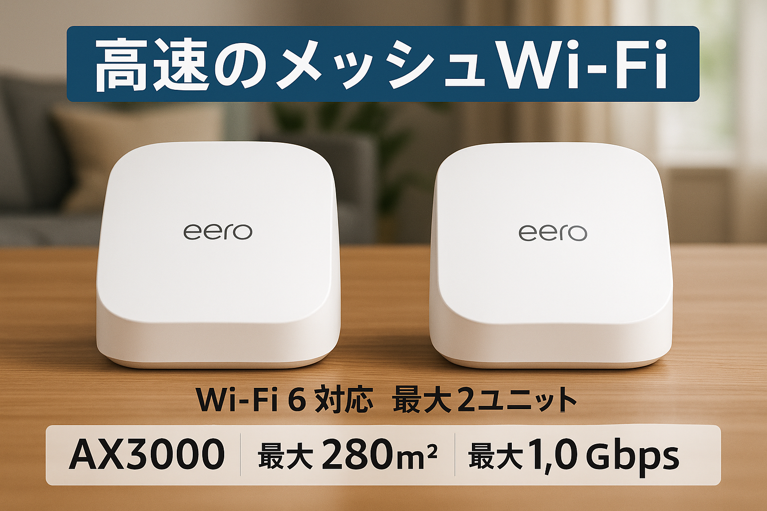 Amazon eero 6+ - メッシュwifi システム | AX3000 | 1.0Gbpsイーサネット | 最大wifi範囲280m² | 同時接続デバイス約75台 | 2ユニット