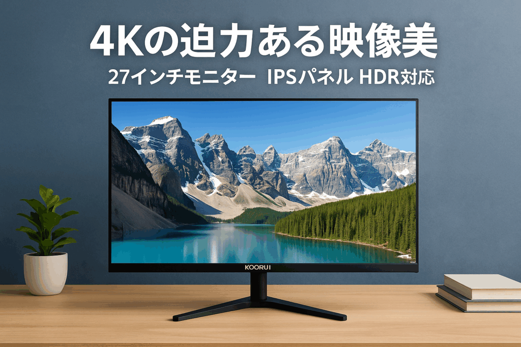 KOORUI 27インチ モニター 4k ディスプレイ IPS非光沢 pcモニター HDR10/60Hz/ブルーライト軽減/スリムベゼルス/HDMI/DP/VESA対応,N07
