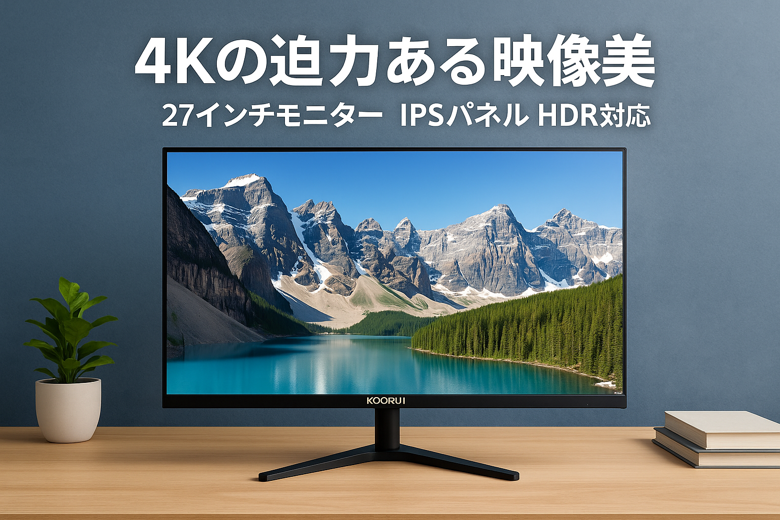 KOORUI 27インチ モニター 4k ディスプレイ IPS非光沢 pcモニター HDR10/60Hz/ブルーライト軽減/スリムベゼルス/HDMI/DP/VESA対応,N07