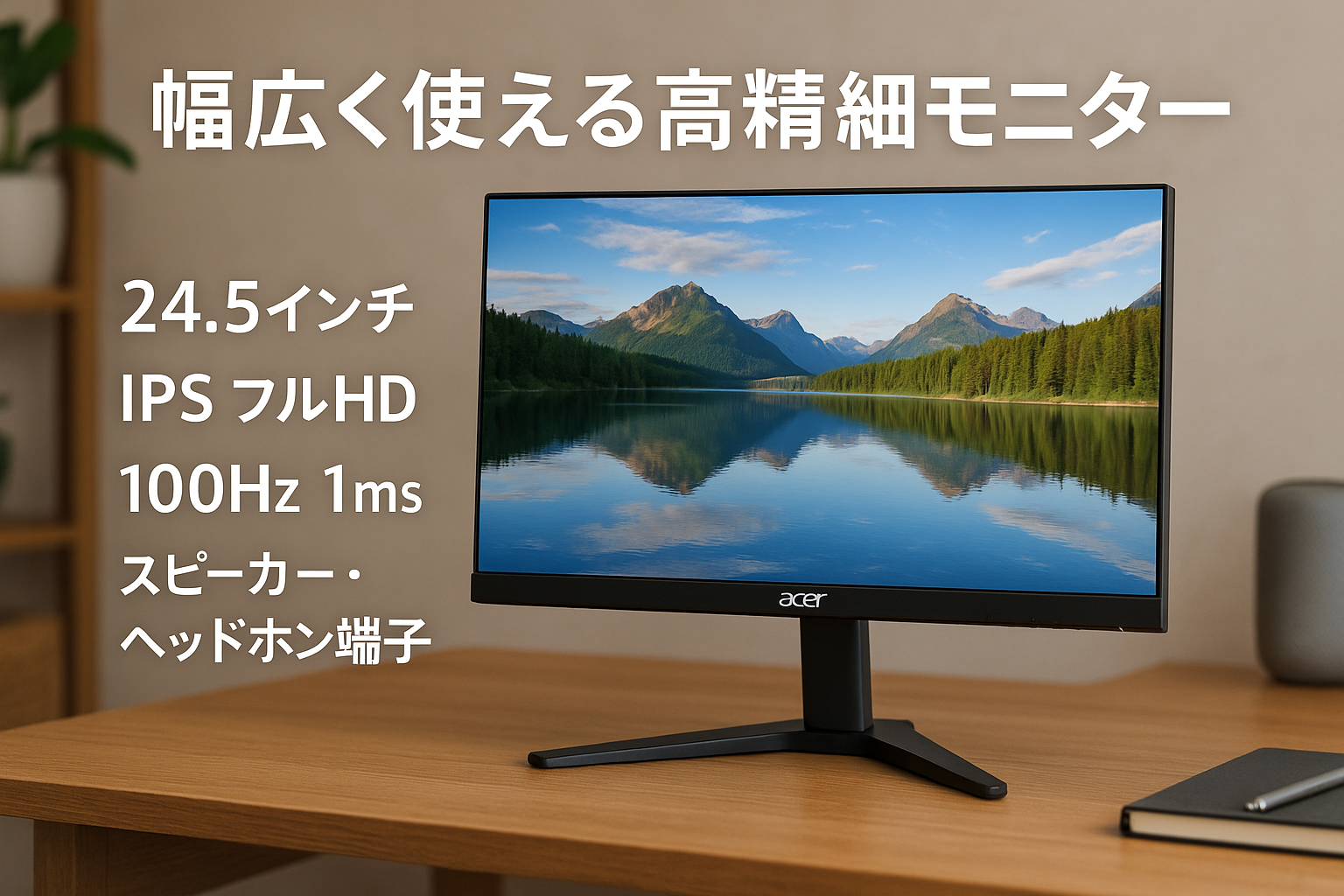 Acer スタンダードモニター 24.5インチ IPS フルHD 100Hz 1ms スピーカー・ヘッドホン端子搭載 HDMI1.4 AMD FreeSync EK251QEbmix