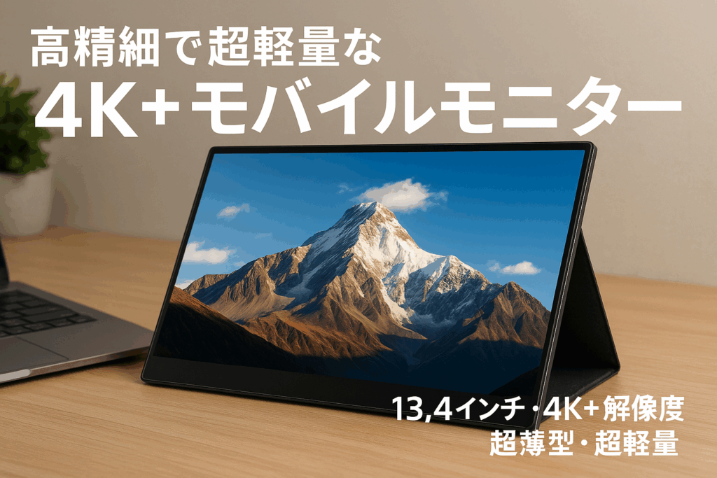 Casking モバイルモニター 13.4 インチ 4K+解像度 (3840x2400) IGZO 高輝度 500nits 超軽量・超薄型 UHD モバイルディスプレイ sRGB 広色域 省電力 モバイル モニター4K VESA スタンドカバー ポータブルモニター USB C/HDMI付きスマホ/PC/Mac/XBOX/PS4/Switch/など対応 (4K+ モバイルモニター C13U1)