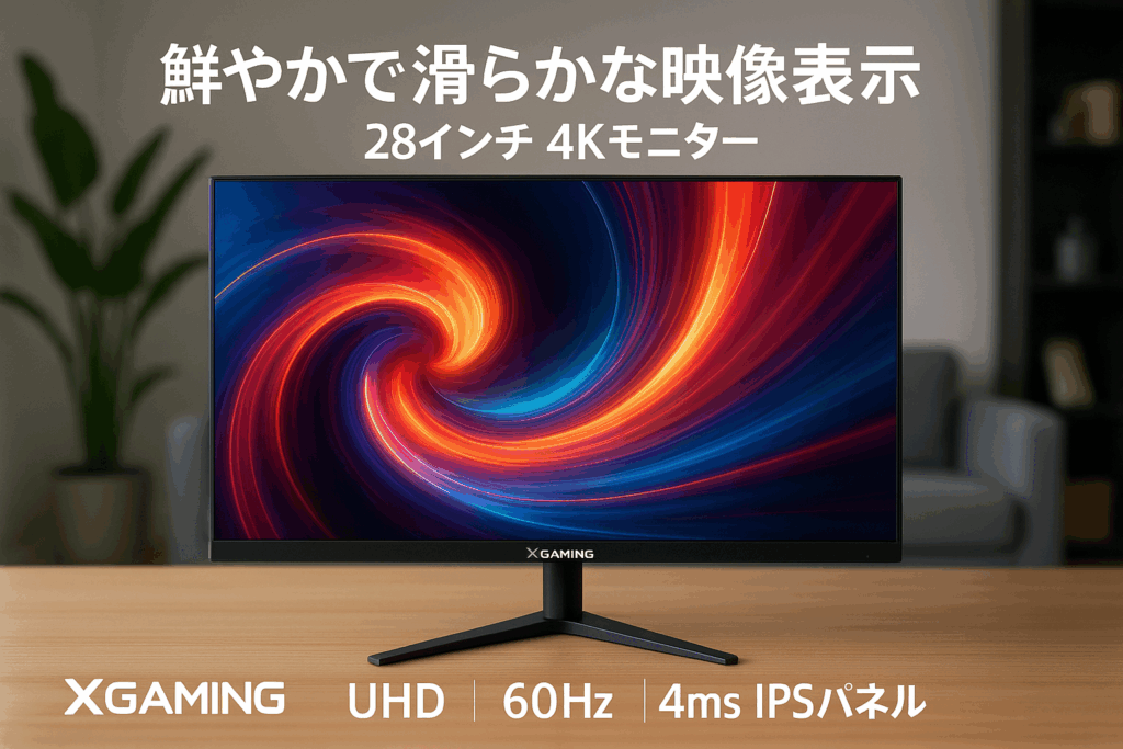 XGaming 28インチ 4k モニター UHD 60Hz 4ms ゲーミング IPS sRGB100%/AMD FreeSync/HDR/ブルーライト低減/HDMI 2.0x2/DP 1.4x2/フレームレス/VESA対応 PCモニター