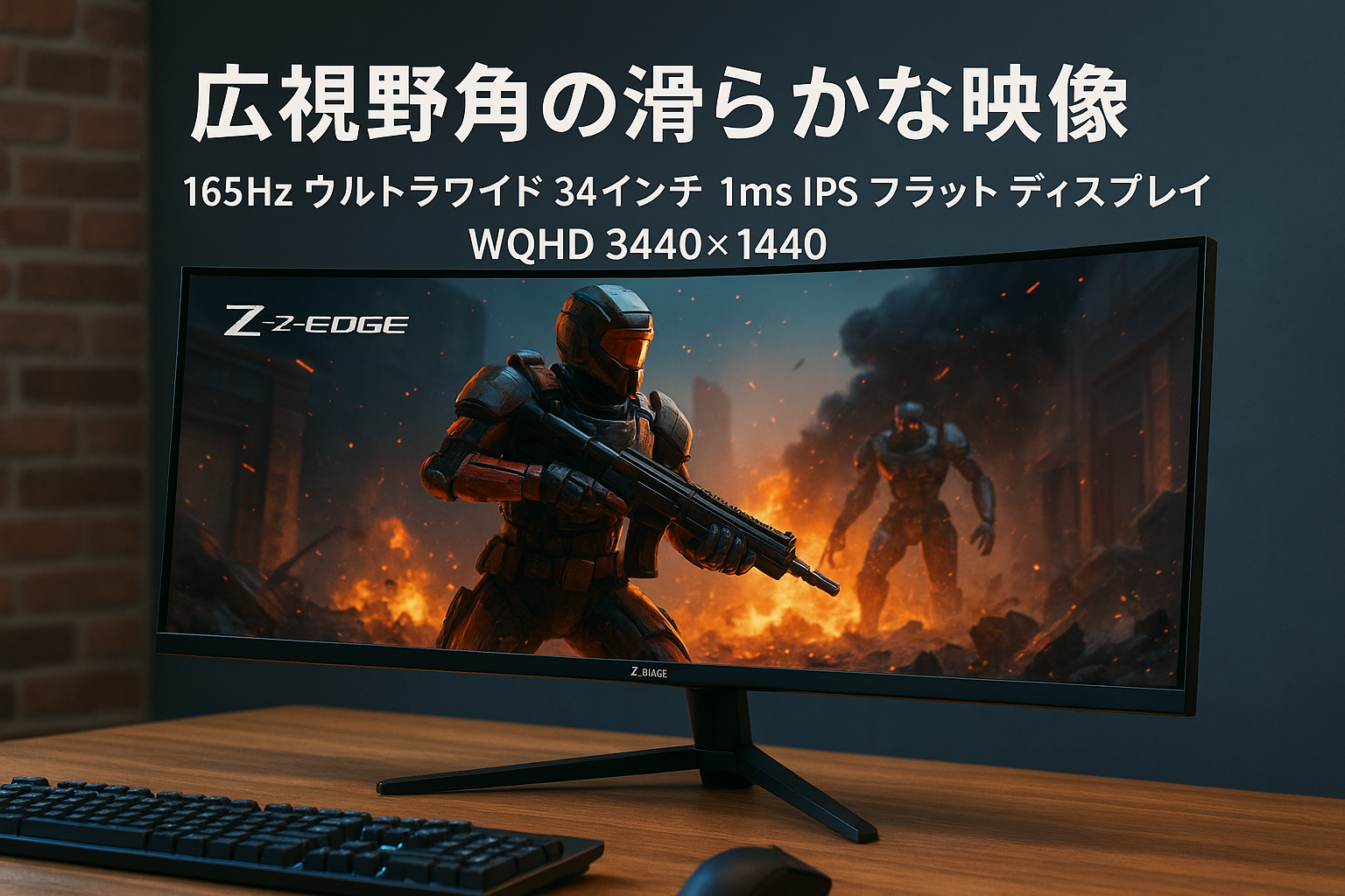 Z Z-Edge ゲーミングモニター 165Hz ウルトラワイド 34インチ 1ms IPS フラット ディスプレイ WQHD 3440x1440 UG34W-SC