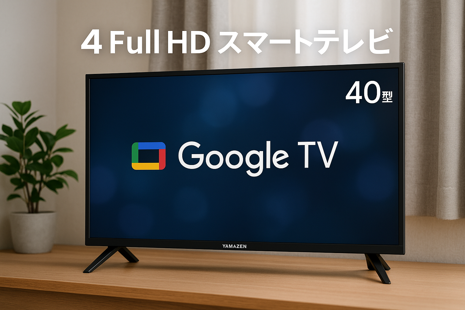 [山善] 40型 液晶 テレビ Google TV スマートテレビ フルハイビジョン ネット動画対応 Wチューナー (裏番組録画 外付けHDD録画 対応) 音声検索 Bluetooth USB 壁掛け VESA対応 QRK-40W2KST