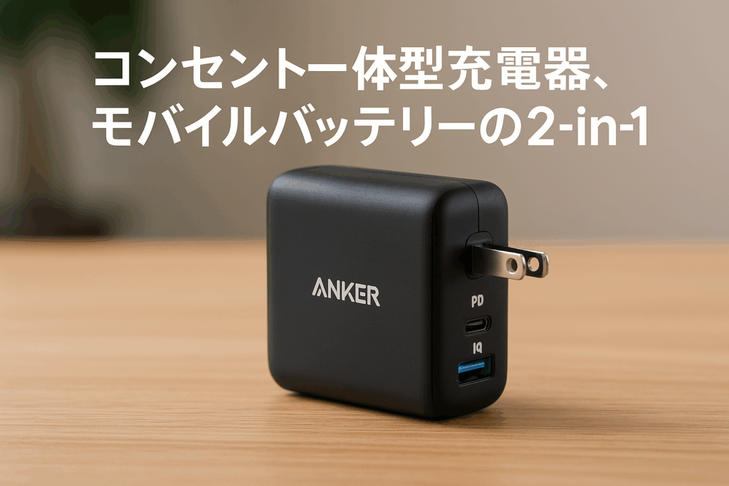 Anker 521 Power Bank (PowerCore Fusion, 45W) (5000mAh 20W出力モバイルバッテリー搭載 45W出力USB充電器) / コンセント一体型/PSE認証済/PowerIQ 3.0 (Gen2) 搭載/USB PD対応/折りたたみ式プラグ (ブラック)