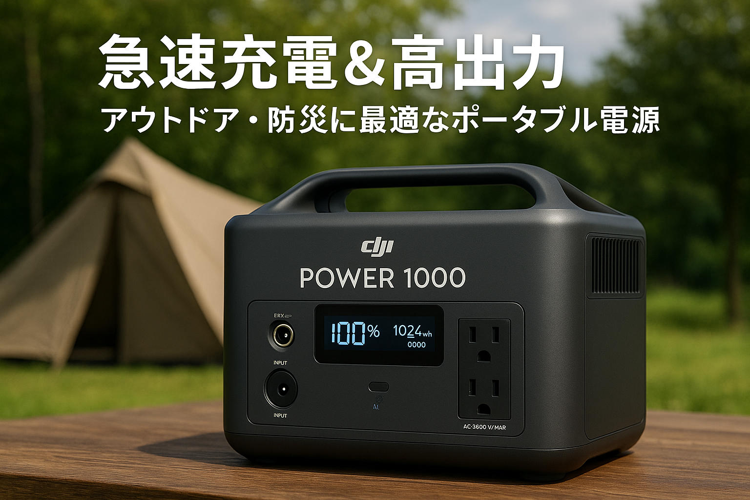 DJI Power 1000 ポータブル電源 1024Wh リン酸鉄リチウムイオン 1.1時間急速充電 家庭用発電機 2000Wの安定出力 大容量 長寿命10年 ソーラー発電機 世界最強の静音23dB 蓄電池 ポータブル バッテリー アウトドア キャンプ RV車中泊用 節電 停電対策 防災グッズ 非常用電源 防災安全協会推奨 最大5年保証