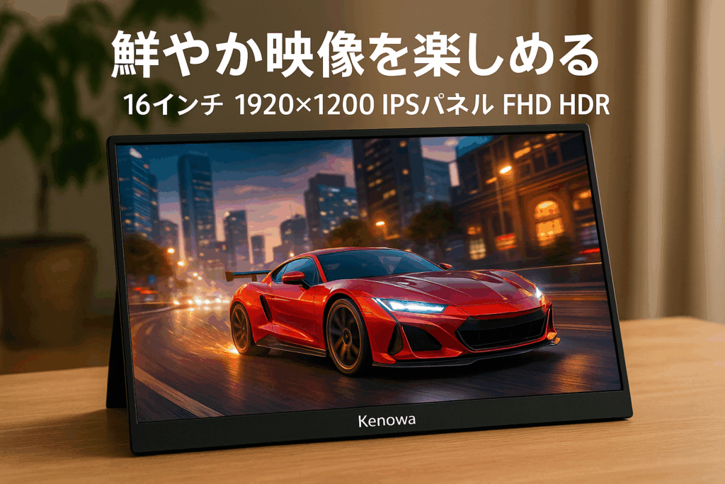 モバイルモニター 16インチ Kenowa 1920x1200 IPSパネル 178°全視野 FHD HDR ゲームモニター 薄型 軽量USB Type-C HDMI PS5/XBOX/Switch/PC/Macスマホなど対応,スピーカー内蔵
