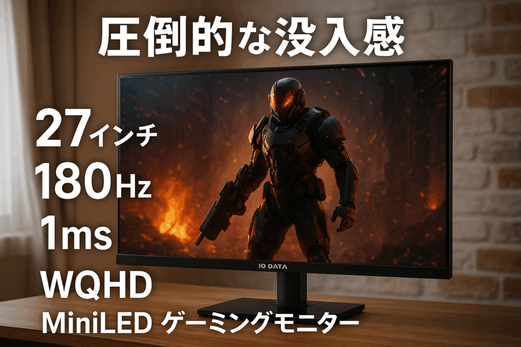 IODATA モニター MiniLED ゲーミング 27インチ 180Hz 1ms WQHD AHVAパネル 非光沢 広色域 ブラック 無輝点保証対応 (量子ドット/HDR1000/HDMI×2/DisplayPort/VESA対応/高さ調整/縦横回転/土日サポート/日本メーカー) EX-LDQ271JAB