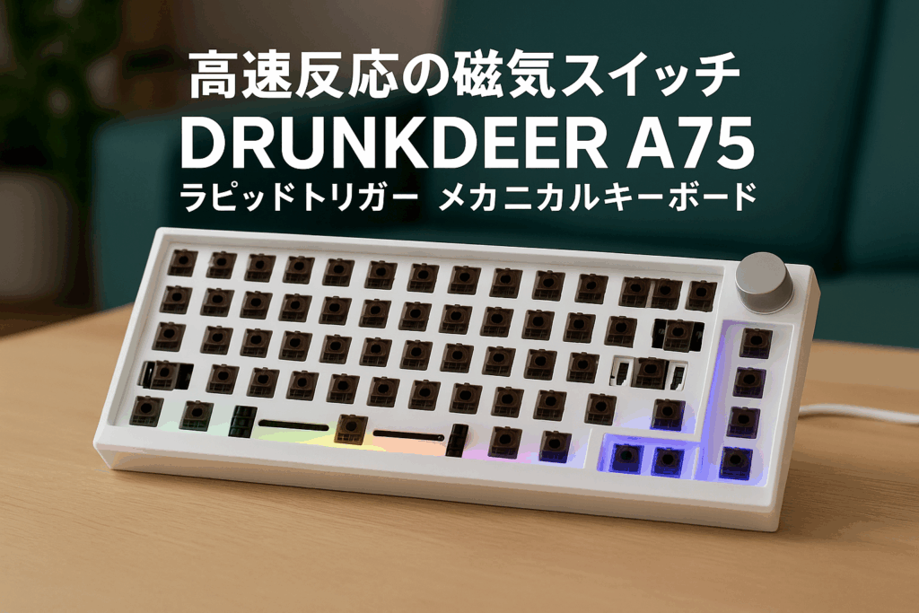 DrunkDeer A75 ラピッドトリガー メカニカルキーボード TKL ゲーム用 高速反応 磁気スイッチ RGB 有線 USB コンパクト 82キー ノブ付き ホワイト ベアボーン キーキャップなし