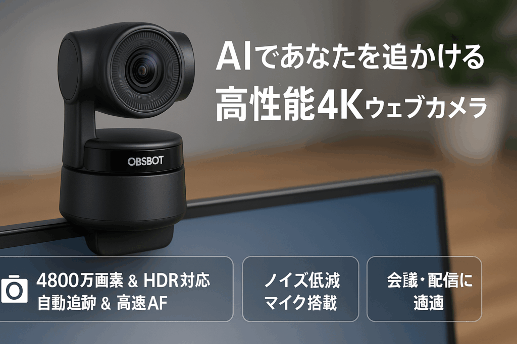 OBSBOT TINY 2 Lite Webカメラ 4K ウェブカメラ AI搭載 自動追跡 4800万画素 HDR 位相差検出AF フィルター加工 ノイズ低減 会議 ライブ配信 ビデオ通話 PC Mac Windows