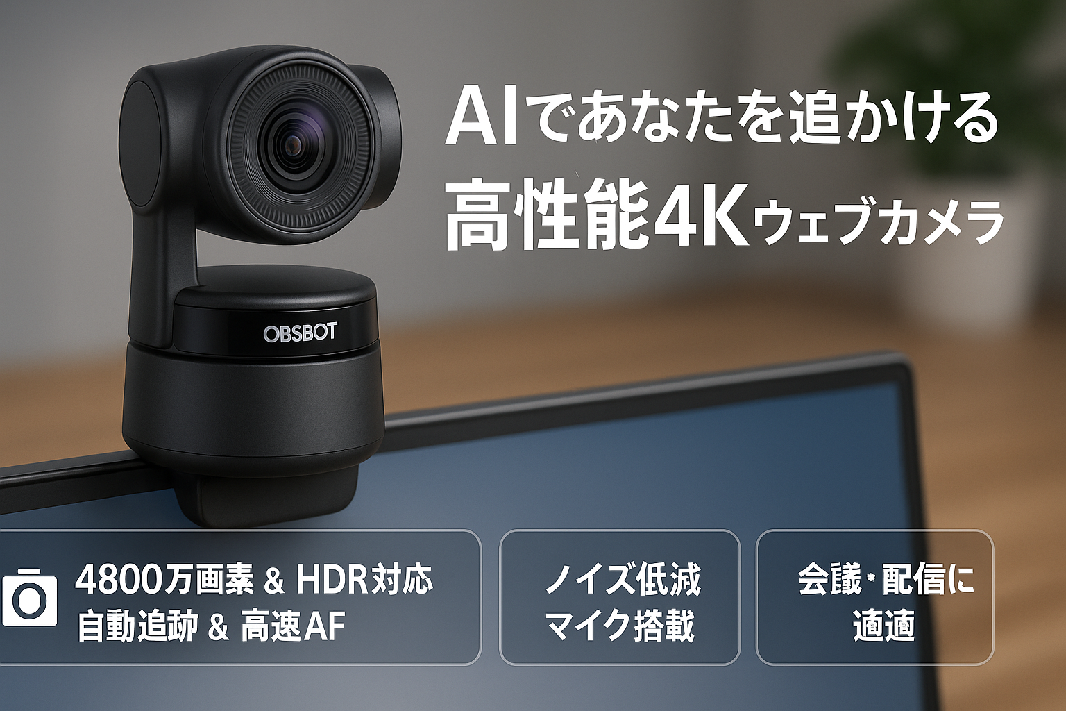 OBSBOT TINY 2 Lite Webカメラ 4K ウェブカメラ AI搭載 自動追跡 4800万画素 HDR 位相差検出AF フィルター加工 ノイズ低減 会議 ライブ配信 ビデオ通話 PC Mac Windows