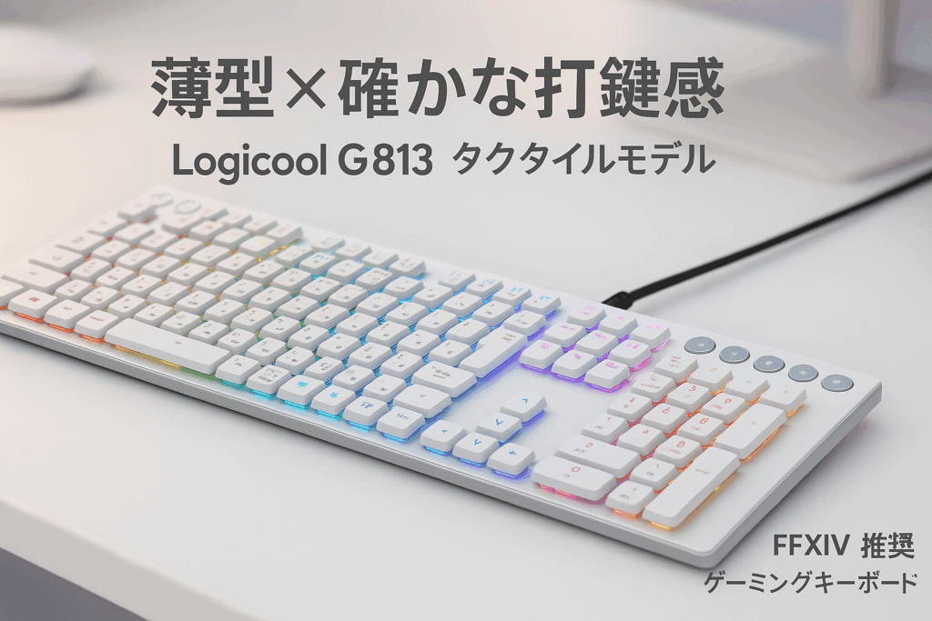 Logicool G ゲーミングキーボード G813-TCWH 有線 タクタイル 茶軸 薄型 確かな打鍵感 GLスイッチ 日本語配列 LIGHTSYNC RGB USB パススルー ゲーミング キーボード メカニカルキーボード G813 PC window mac Chrome ホワイト 国内正規品 【 ファイナルファンタジー XIV 推奨モデル 】