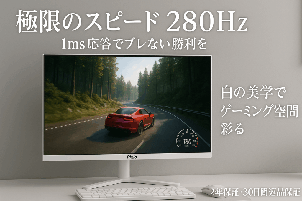 Pixio PX259 Prime White ゲーミングモニター 24.5インチ FHD IPS 280Hz 1ms 2年保証 30日間返品保証
