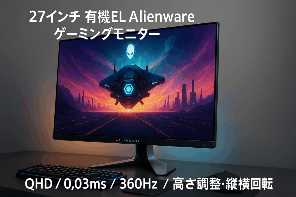 Dell AW2725DF 27インチ 有機EL Alienware ゲーミングモニター(3年間無輝点交換保証/QHD/QD-OLED/DP1.4×2,HDMI×1/DCI-P3 99.3%/縦横回転,高さ調整/0.03ms/360Hz/FreeSync Premium Pro,DisplayHDR TrueBlack 400)