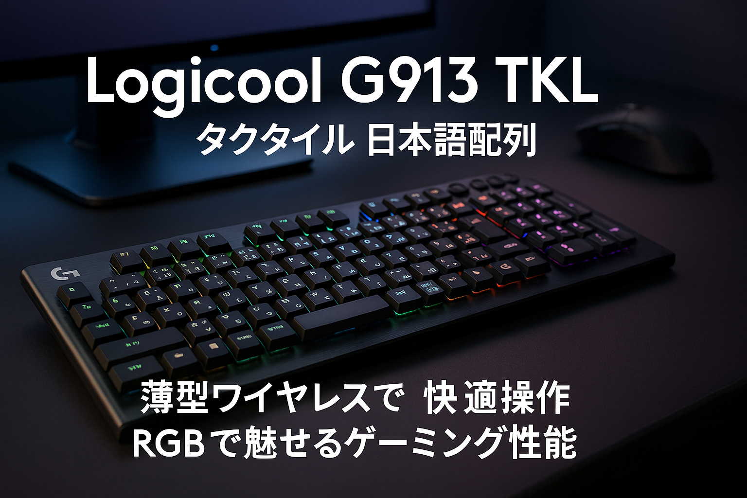 Logicool G(ロジクール G) ゲーミングキーボード テンキーレス ワイヤレス G913 TKL 薄型 GLスイッチ タクタイル 日本語配列 LIGHTSPEED 無線 Bluetooth 接続対応 LIGHTSYNC RGB G913-TKL-TCBK 国内正規品