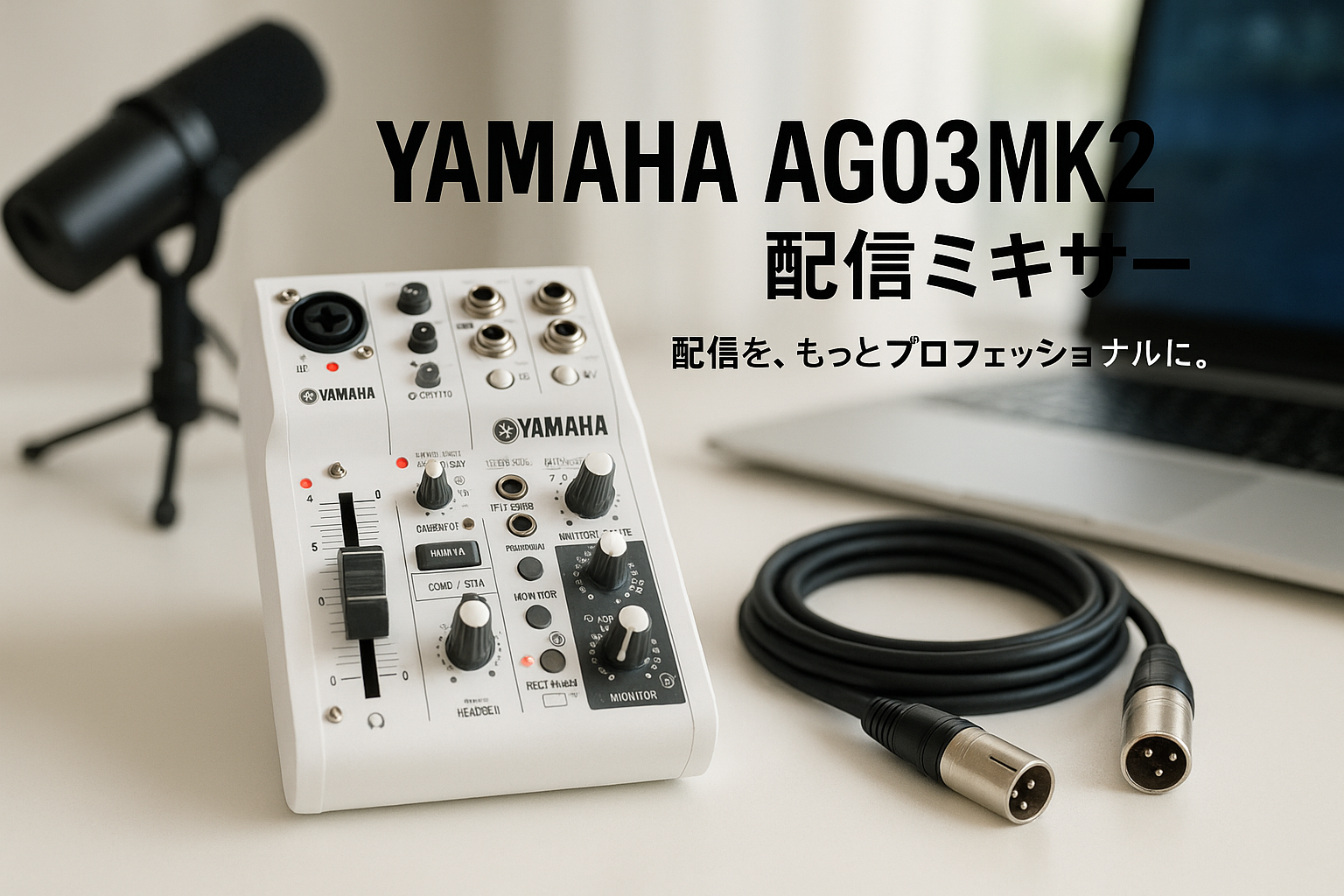 ヤマハ YAMAHA ライブストリーミングミキサー 3mマイクケーブルセット 3チャンネル ホワイト AG03MK2 W MC