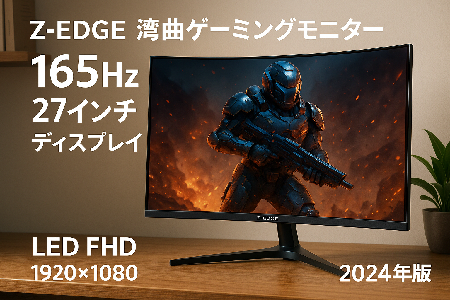 Z Z-Edge 湾曲ゲーミングモニター 165Hz 27インチ ディスプレイ LED FHD 1920x1080/非光沢/VAパネル/超薄型/HDR(標準輝度:250cd/㎡)/1ms/R1500曲面/FreeSync/HDMI/DisplayPort Z-EDGE UG27F「2024年版」