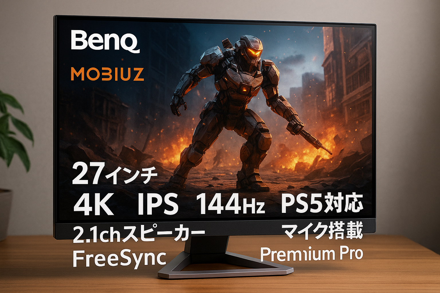 ベンキュージャパン BenQ MOBIUZ EX2710U ゲーミングモニター(27インチ/4K/IPS/144Hz/PS5対応/2.1chスピーカー/マイク搭載/FreeSync Premium Pro/輝度自動調整/高さ調整)