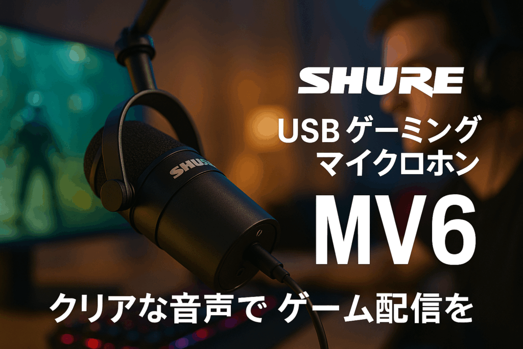 SHURE シュア MV6 USB ゲーミング マイクロホン : ゲーム ゲーマー 配信 ストリーミング ダイナミックマイク 単一指向性 USB-C 有線 ノイズ除去 オートレベルモード ミュートボタン MOTIVシリーズ Windows Mac iOS Android 対応 MOTIV MIX アプリ DSP設定 ブラック MV6-J