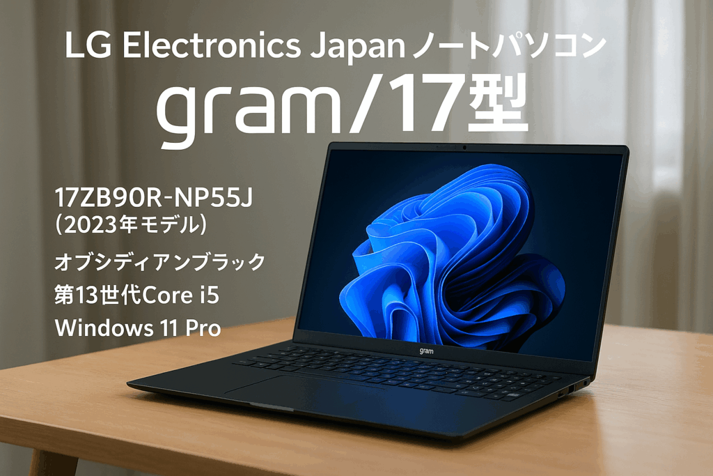 LG Electronics Japan ノートパソコン gram/17型、WUXGA(2560×1600)、IPS/1,350g/バッテリー最大27時間/第13世代Core i5/メモリ 16GB/SSD 512GB/アンチグレア/指紋認証/Windows 11 Pro/オブシディアンブラック/17ZB90R-NP55J(2023年モデル)