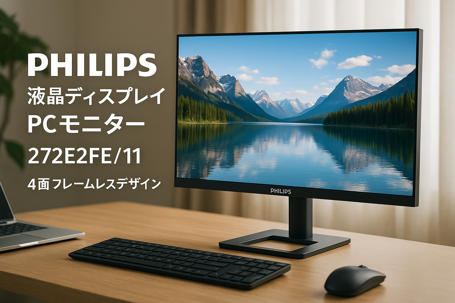 PHILIPS 液晶ディスプレイ PCモニター 272E2FE/11 (27インチ/5年保証/FHD/IPS/D-Sub 15,HDMI,Display Port/昇降・高さ調節/チルト/4面フレームレス/FreeSync(HDMI,DP)ちらつき防止/ブルーライト軽減)
