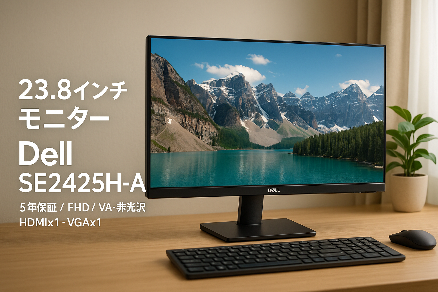 Dell SE2425H-A 23.8インチ モニター(5年保証/FHD/VA,非光沢/HDMIx1,VGAx1/傾き調整)