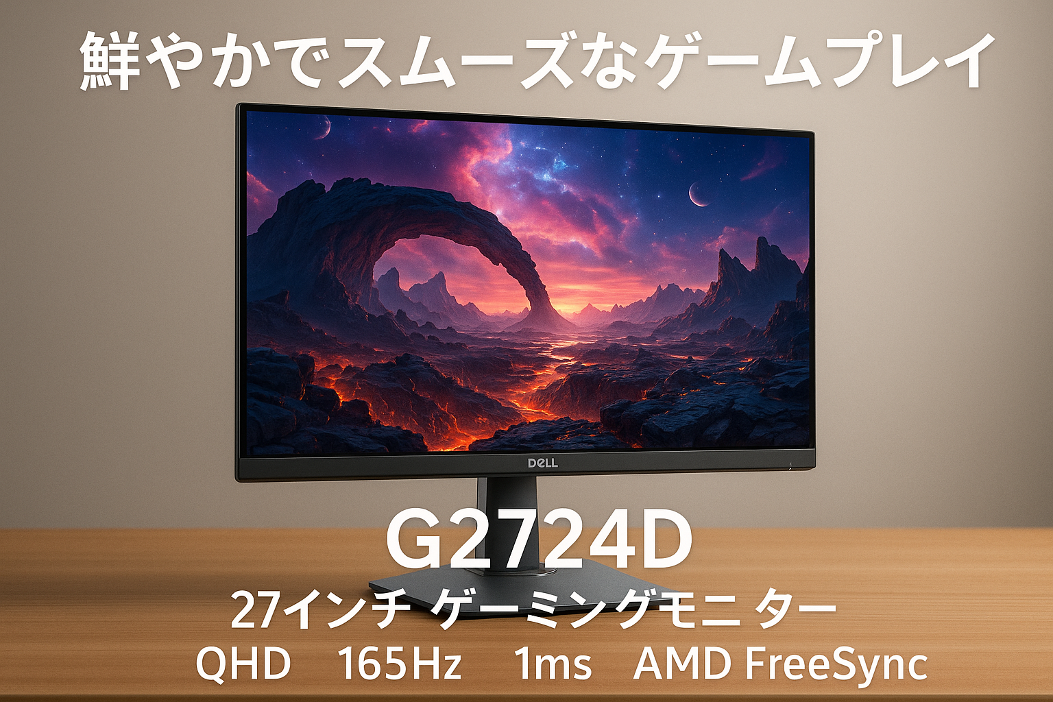 Dell G2724D 27インチ ゲーミングモニター ゲーミング ディスプレイ(3年間無輝点交換保証/QHD/Fast IPS 非光沢/DisplayPort ×2 HDMI ×1/sRGB 99%/縦横回転 高さ調整/1ms/165Hz/AMD FreeSync Premium)