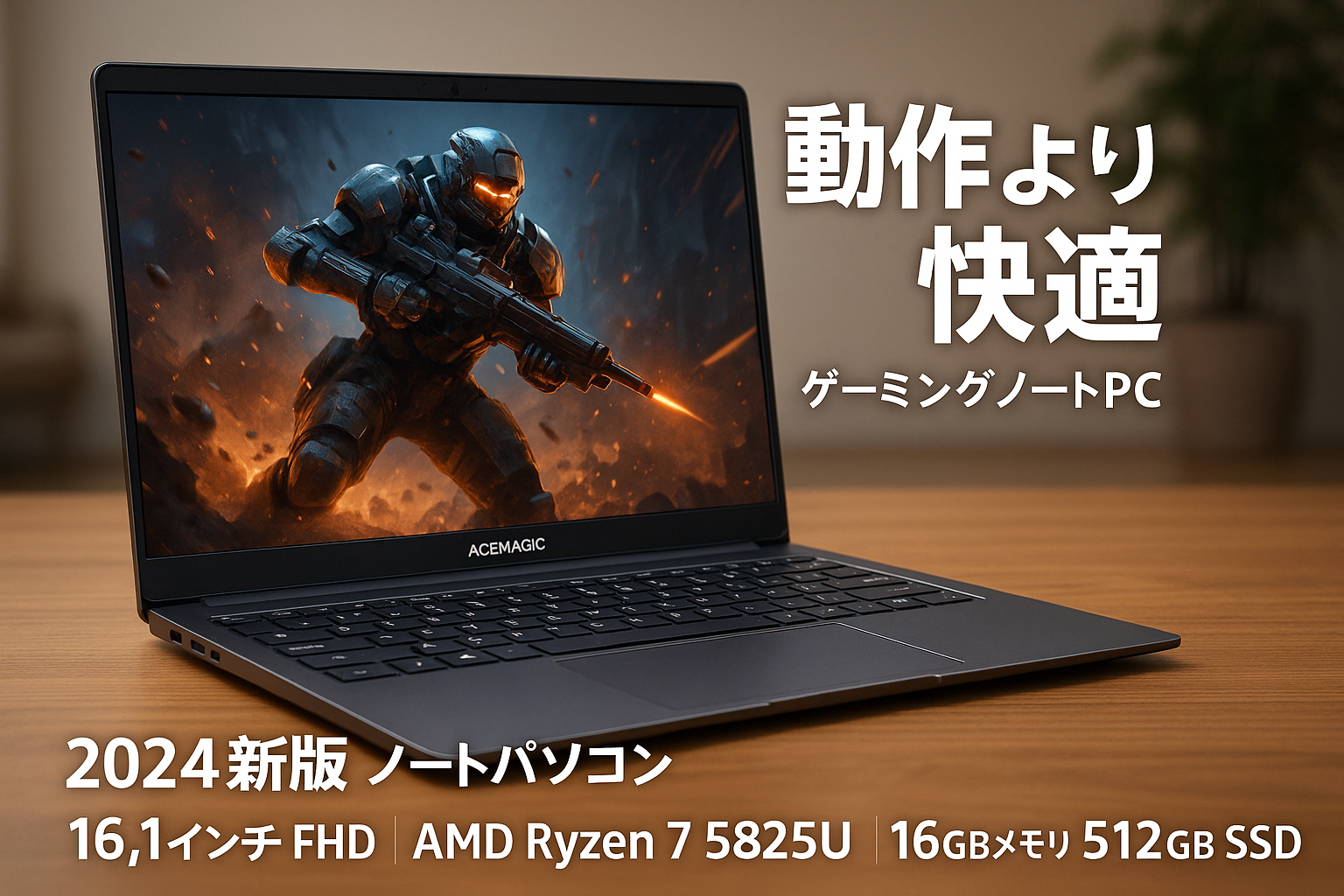 ACEMAGIC 2024新版 ノートパソコン ゲーミング AMD Ryzen 7 5825U（8C16T）プロセッサー ゲーミングpc 16.1 インチ ノートPC 動作より快適 最大4.5GHz 16GBメモリ 512GB NVMe SSD FHD 1080P Laptop Windows11 Type-C(データ) 高速放熱静音/日本語キーボード